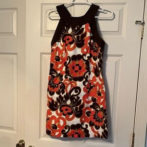 Milly Floral Halter Dress - pink and Brown